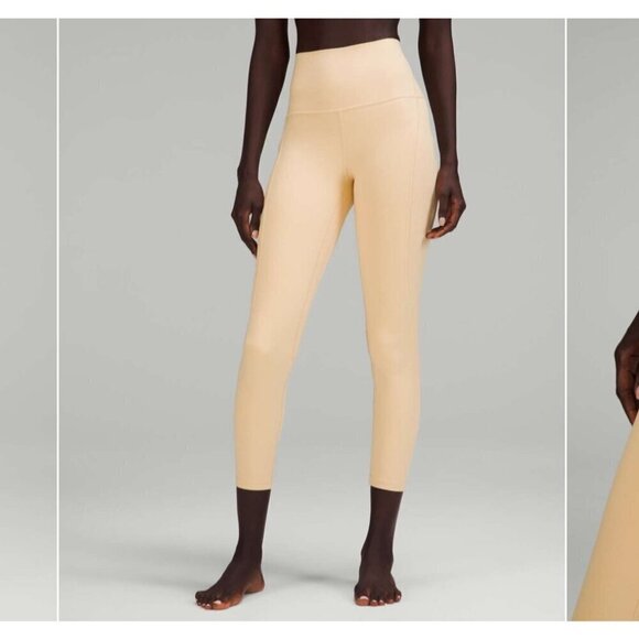 ❤️ Lululemon double layers Align Highrise 25” leggings with pockets, Cream, Size - Picture 2 of 14